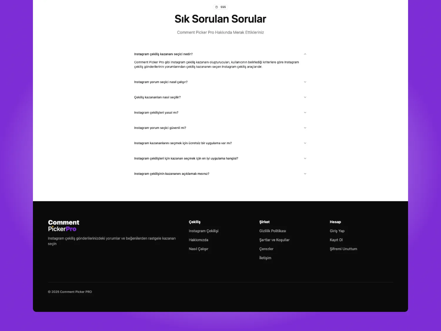 CommentPicker Pro sonuç ekranı